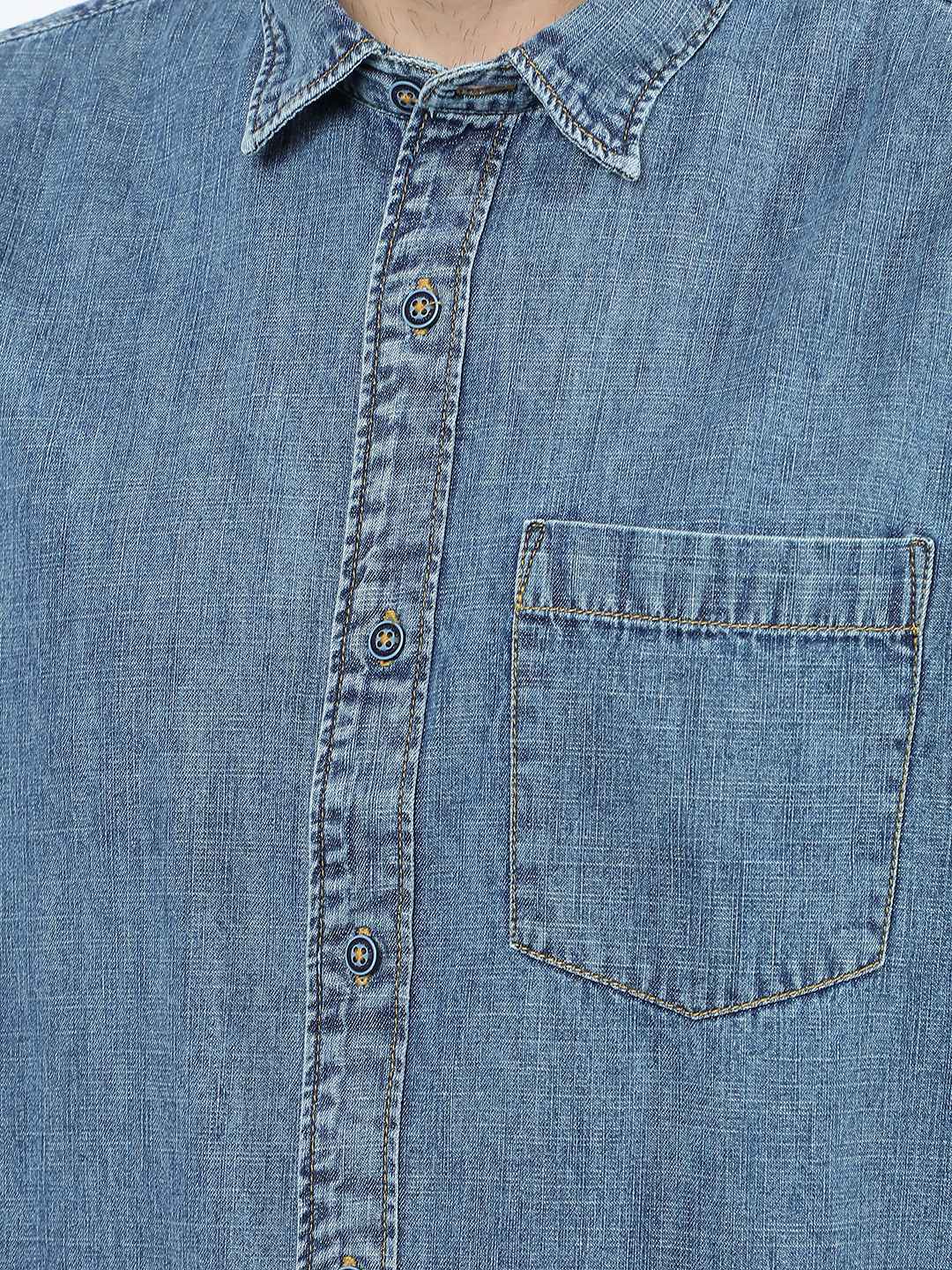 Numero Uno Men Solid Blue Shirt